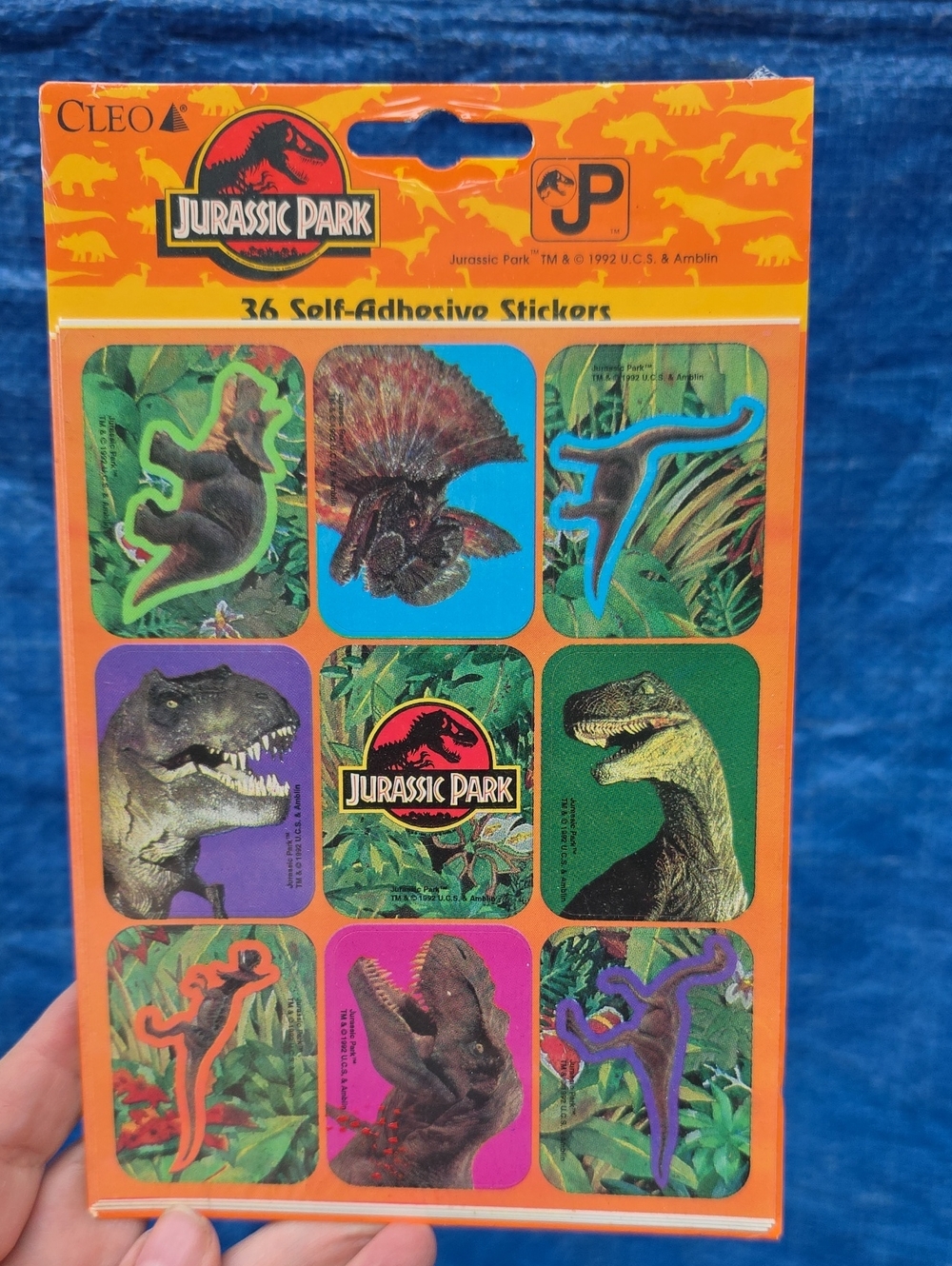 Vintage 1992 Jurassic Park Cleo Sticker Pack, Sealed Unopened -Rare